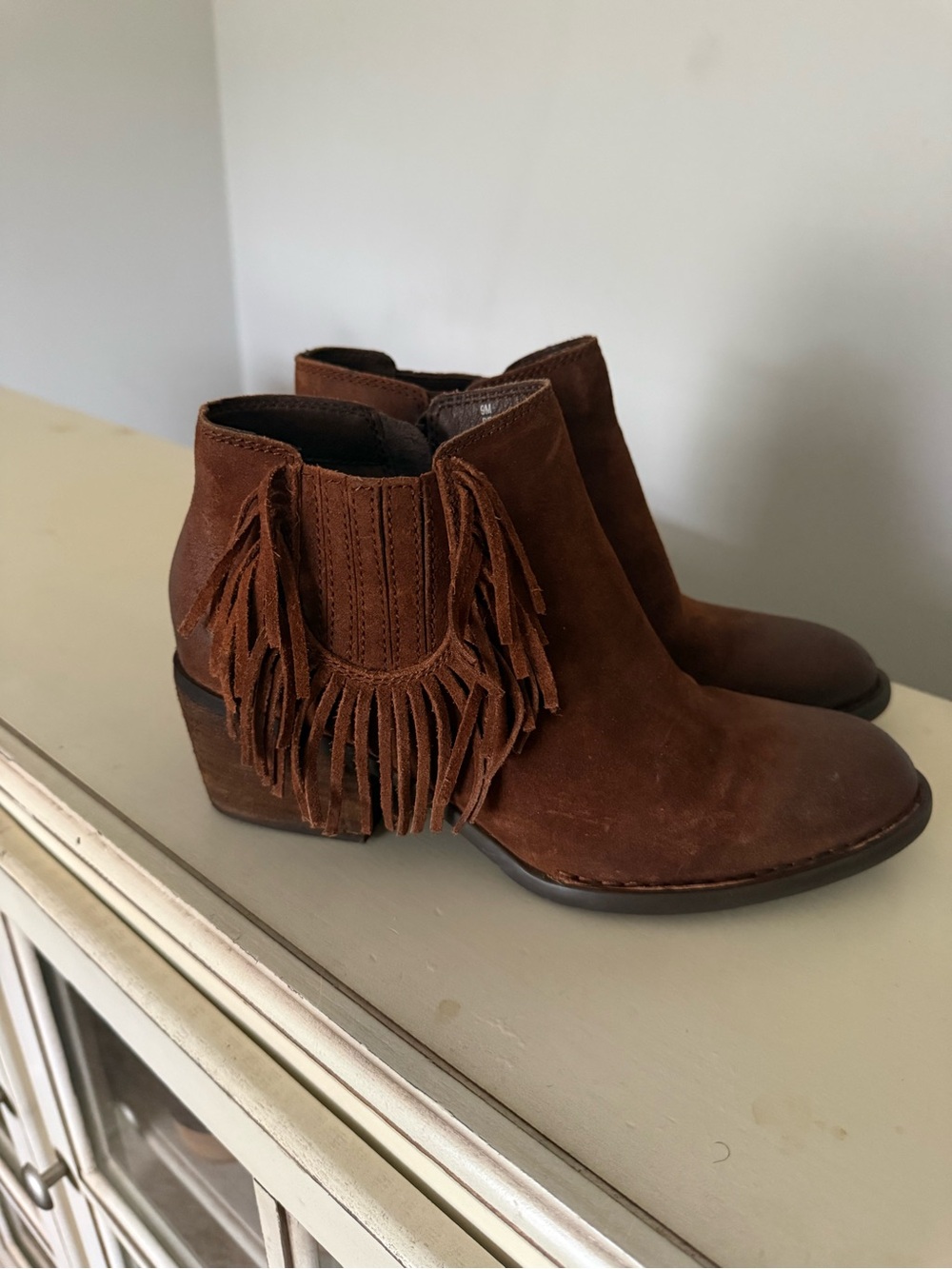 Born Brown Suede Fringe Chelsea Ankle Boots